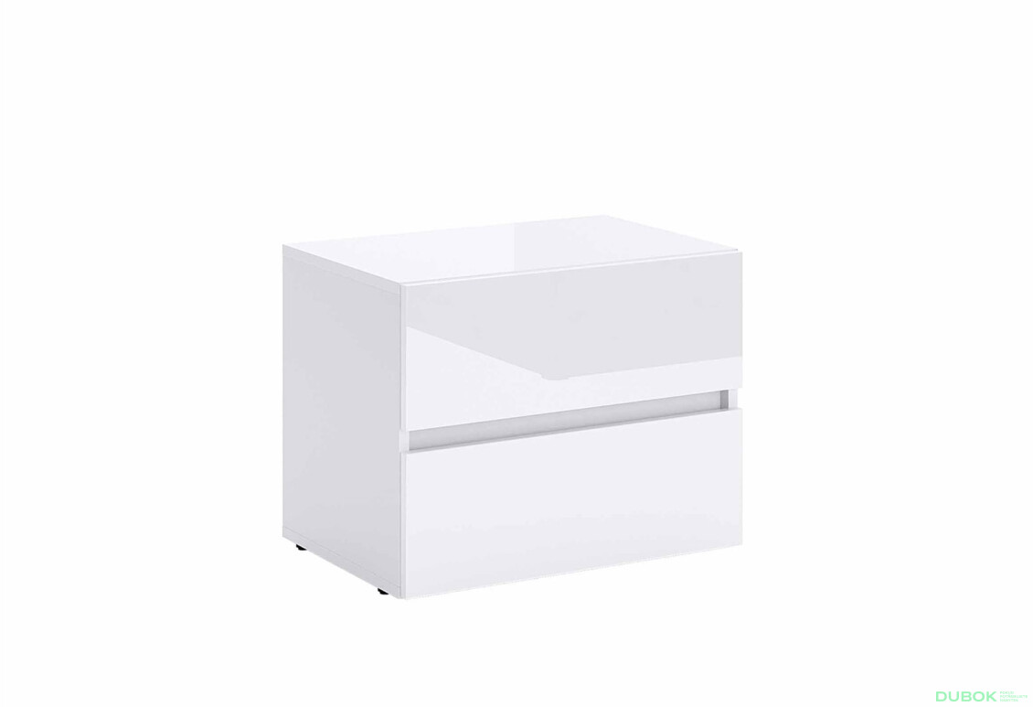 Noční stolek 2šx Lesklý Bílý Mija - Fotografie 4 Fotografie 4 - Noční stolek 2šx Lesklý Bílý Mija