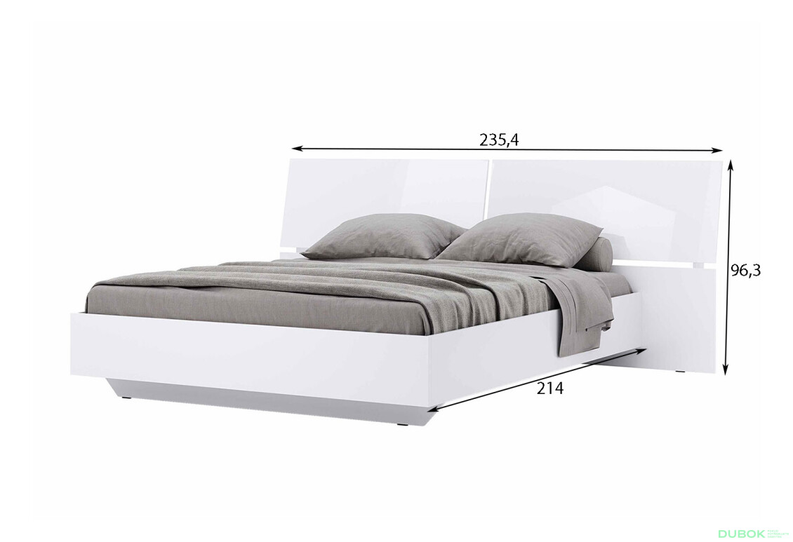 Postel 1.6x2.0 bez rámu Lesklá Bílá Mija - Fotografie 6 Fotografie 6 - Postel 1.6x2.0 bez rámu Lesklá Bílá Mija