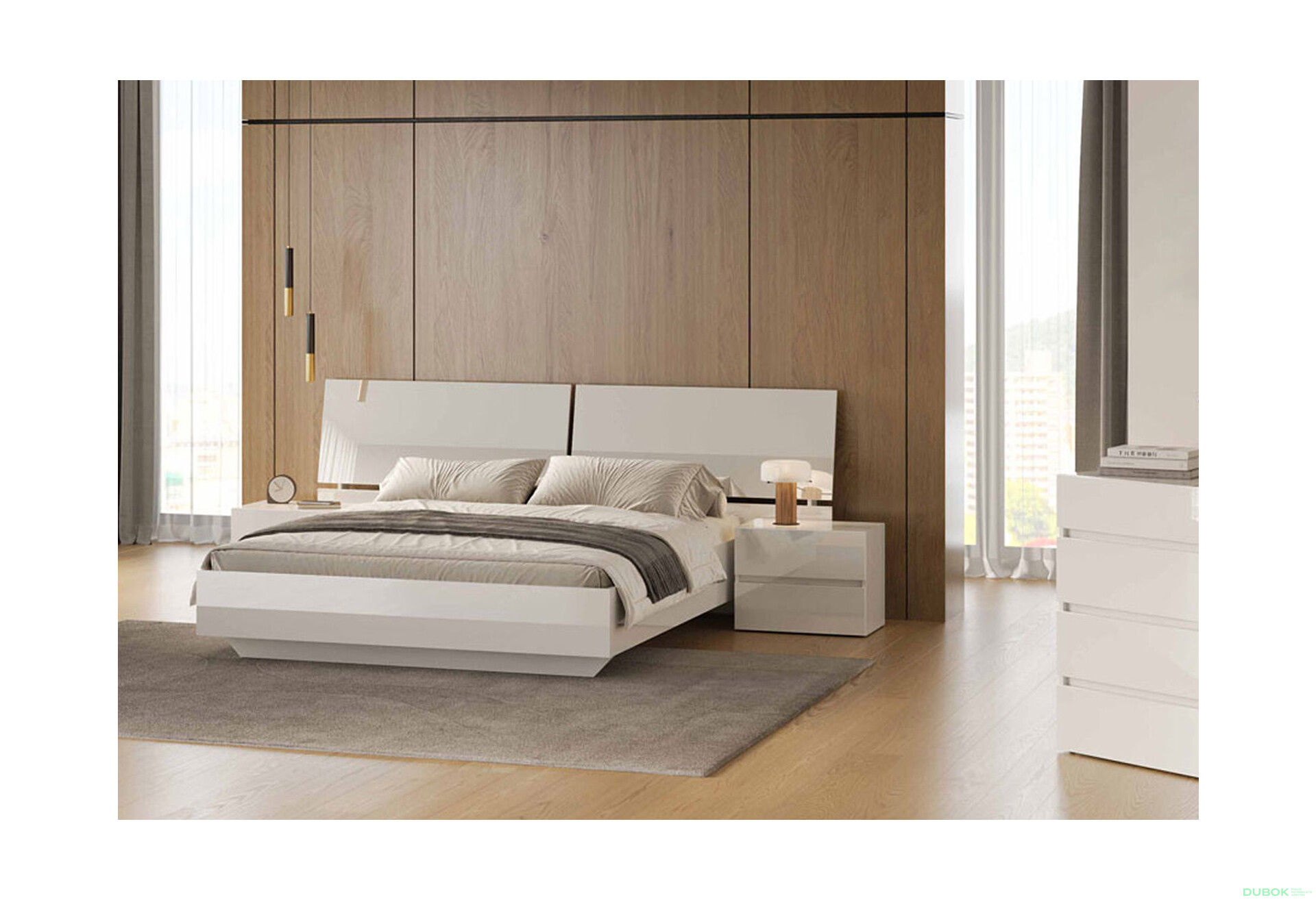 Postel 1.6x2.0 bez rámu Lesklá Bílá Mija - Fotografie 2 Fotografie 2 - Postel 1.6x2.0 bez rámu Lesklá Bílá Mija