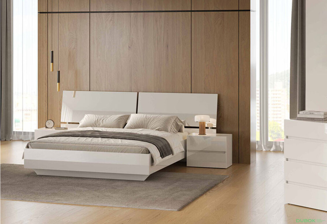 Postel 1.6x2.0 bez rámu Lesklá Bílá Mija - Fotografie 2 Fotografie 2 - Postel 1.6x2.0 bez rámu Lesklá Bílá Mija