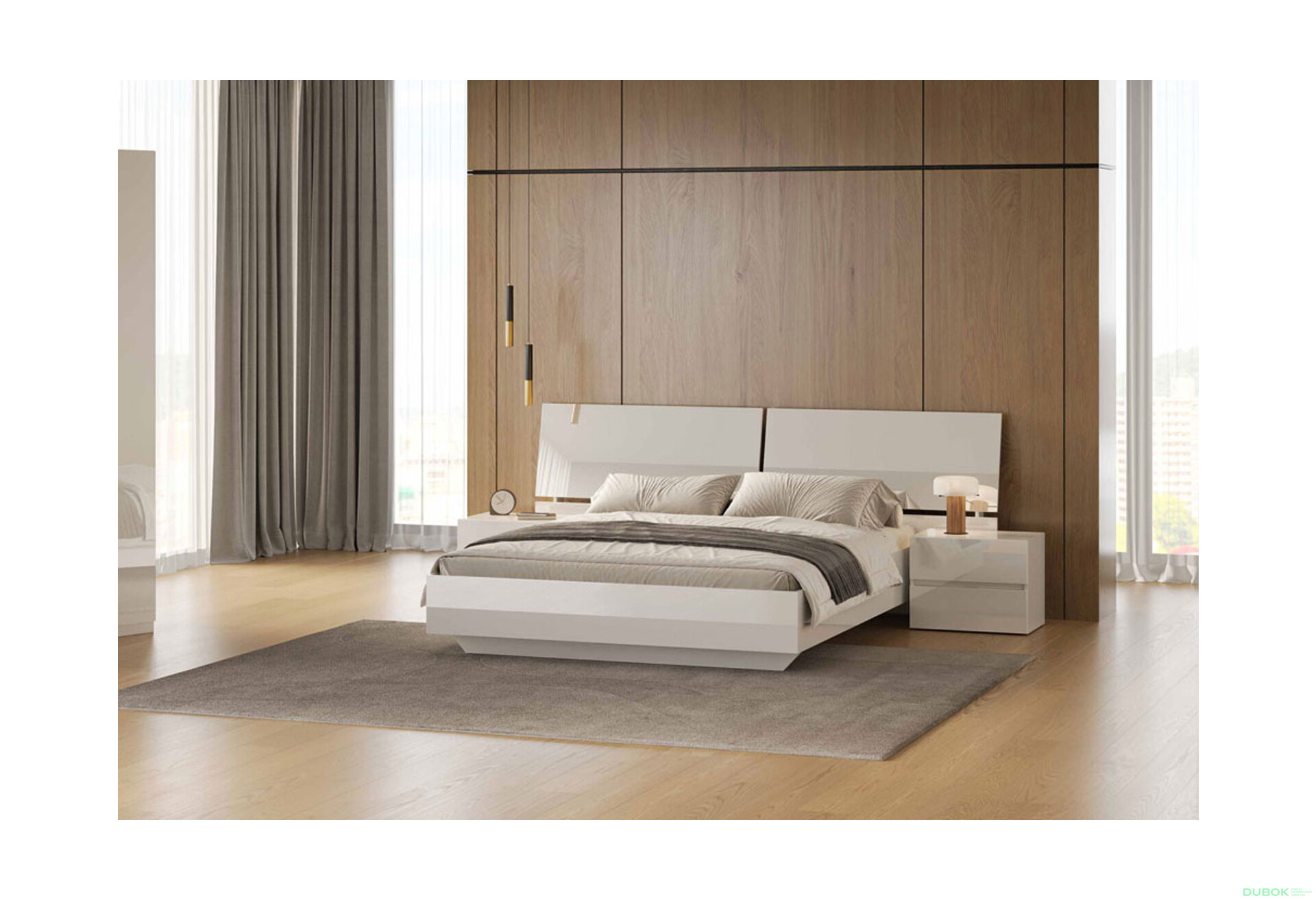 Postel 1.6x2.0 bez rámu Lesklá Bílá Mija - Fotografie 3 Fotografie 3 - Postel 1.6x2.0 bez rámu Lesklá Bílá Mija