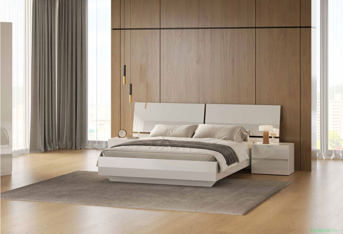 Postel 1.6x2.0 bez rámu Lesklá Bílá Mija - Fotografie 3 Fotografie 3 - Postel 1.6x2.0 bez rámu Lesklá Bílá Mija