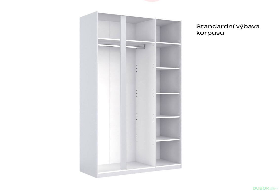 Skříň 3dv Bez zrcadel Lesklá Bílá Mija - Fotografie 5 Fotografie 5 - Skříň 3dv Bez zrcadel Lesklá Bílá Mija