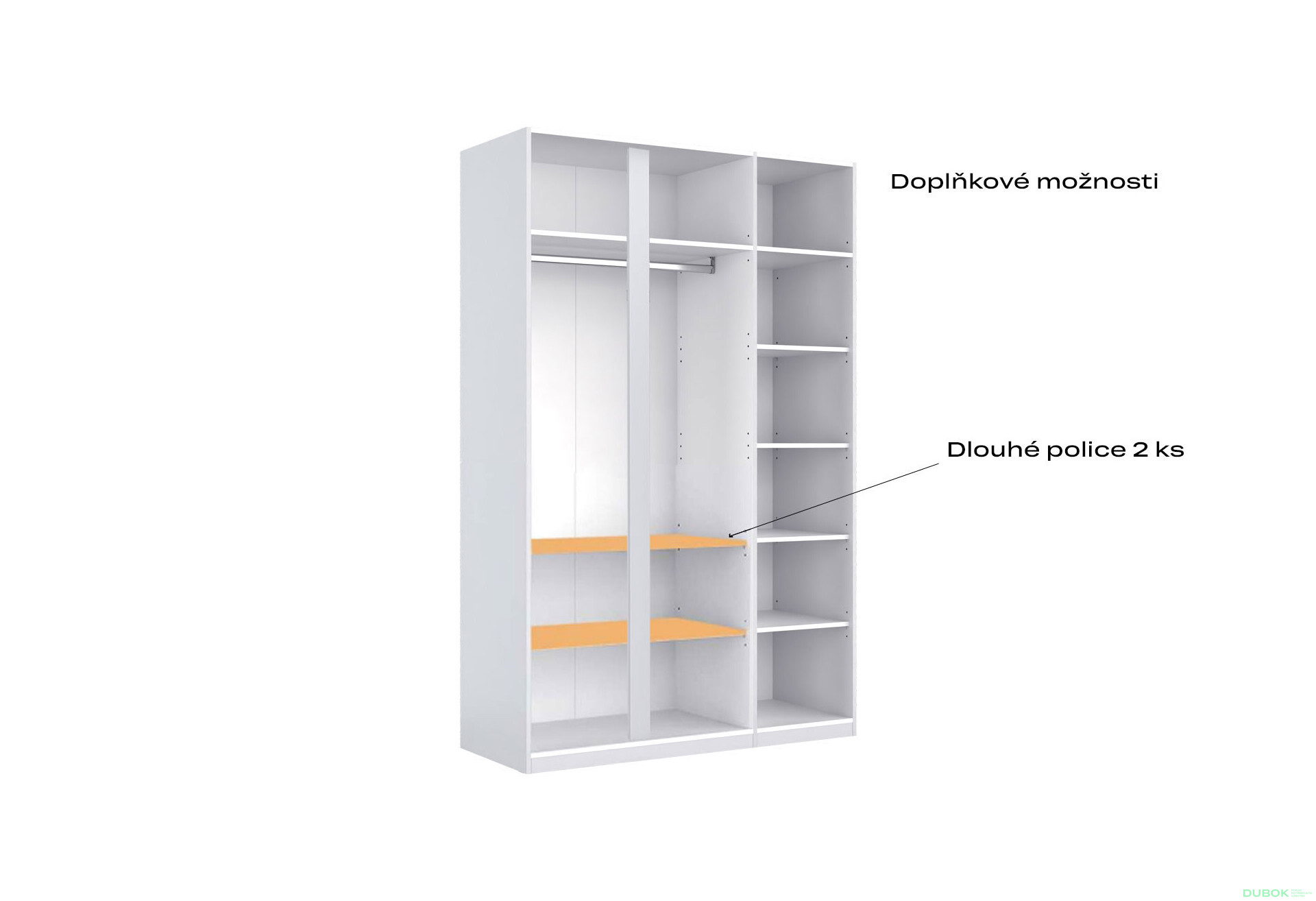 Skříň 3dv Bez zrcadel Lesklá Bílá Mija - Fotografie 6 Fotografie 6 - Skříň 3dv Bez zrcadel Lesklá Bílá Mija