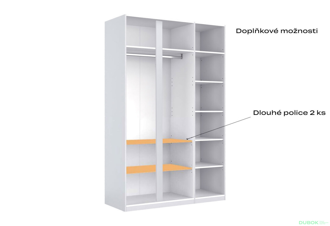 Skříň 3dv Bez zrcadel Lesklá Bílá Mija - Fotografie 6 Fotografie 6 - Skříň 3dv Bez zrcadel Lesklá Bílá Mija