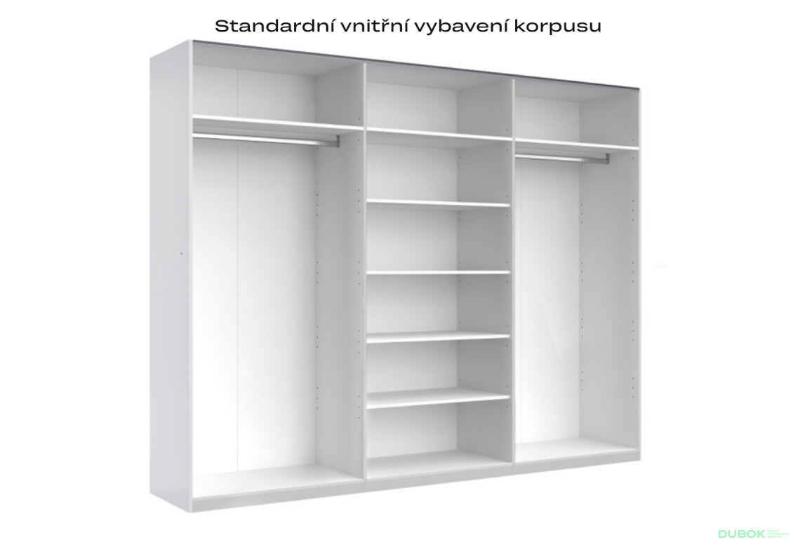 Fotografie 4 - Skříň s posuvnými dveřmi 2,5x2,1 m lesklá šedá / zrcadlo Megy