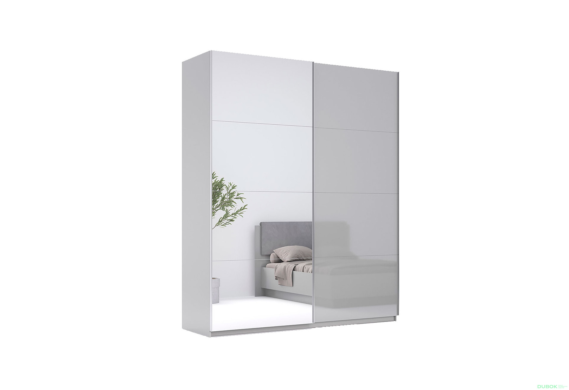 Fotografie 1 - Skříň s posuvnými dveřmi 2.0x2.4 m, šedý lesk / zrcadlo Megy