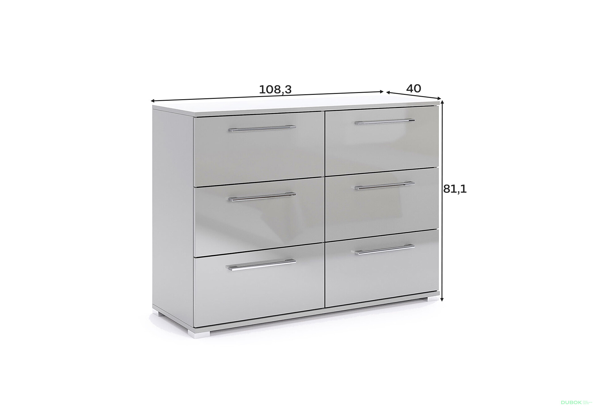 Fotografie 5 - Komoda 6šx šedý lesk Megy