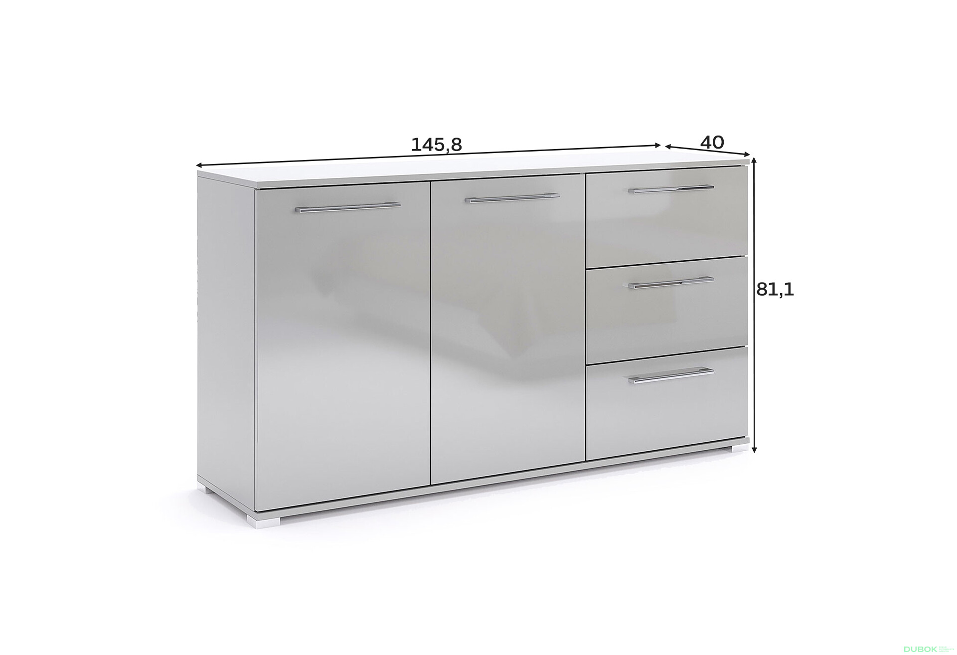 Fotografie 5 - Komoda 2dv 3šx šedý lesk Megy