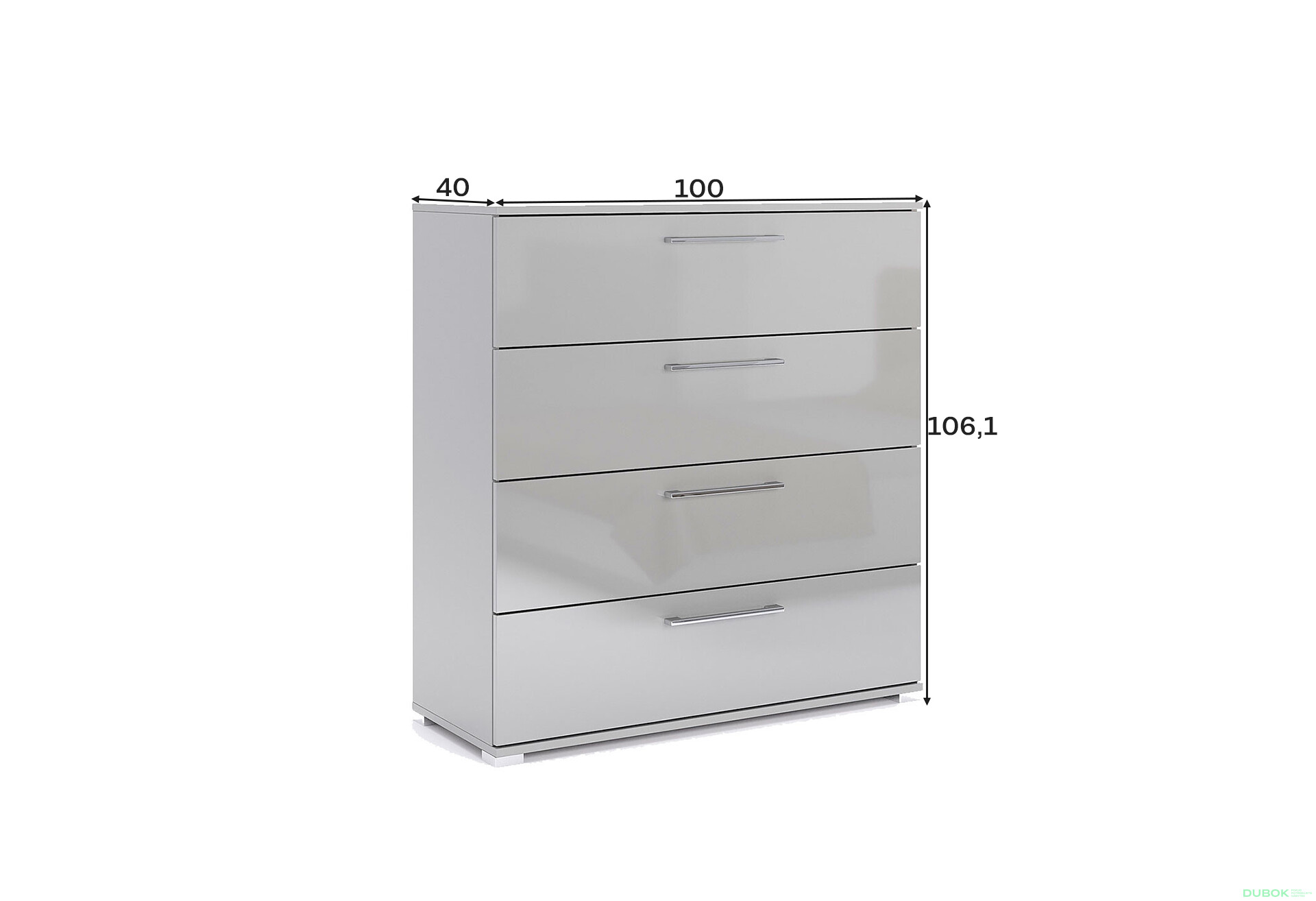 Fotografie 5 - Komoda 4šx šedý lesk Megy