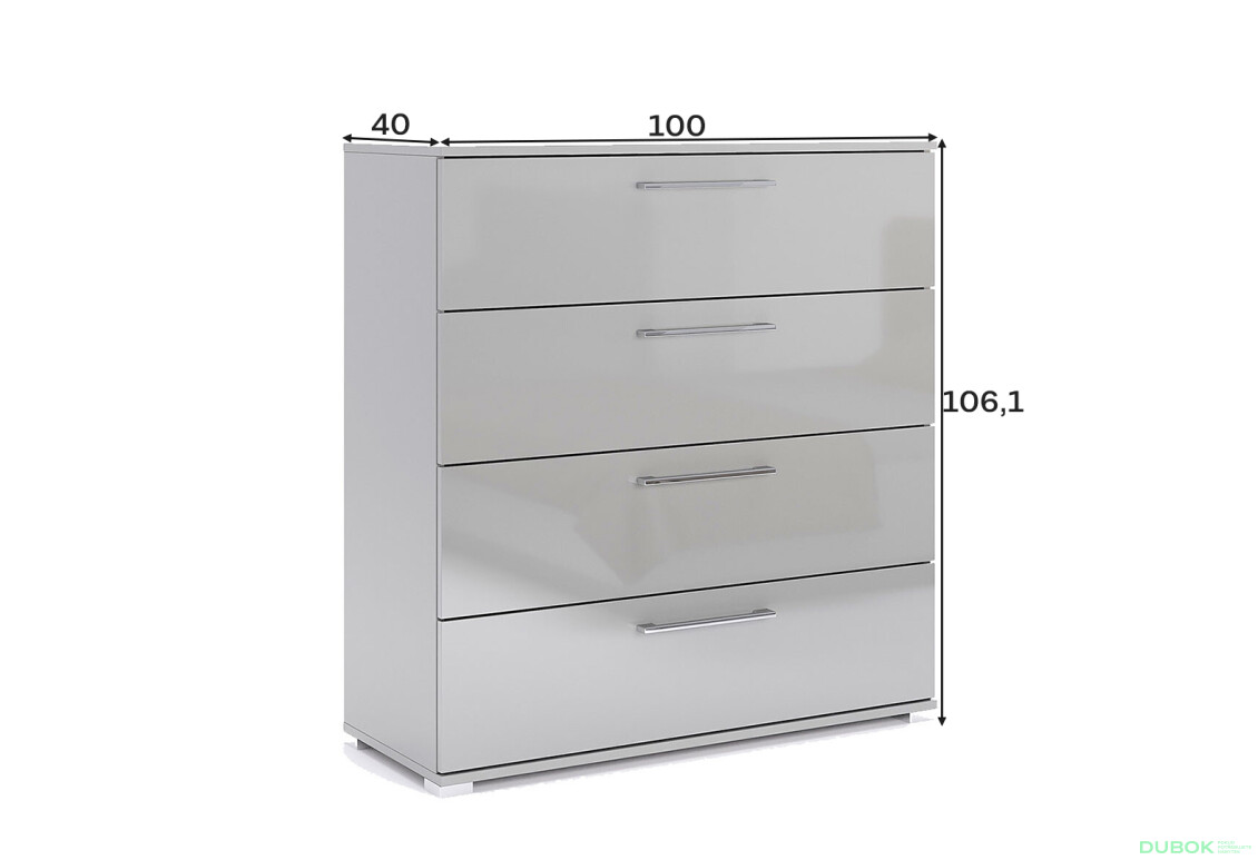Fotografie 5 - Komoda 4šx šedý lesk Megy