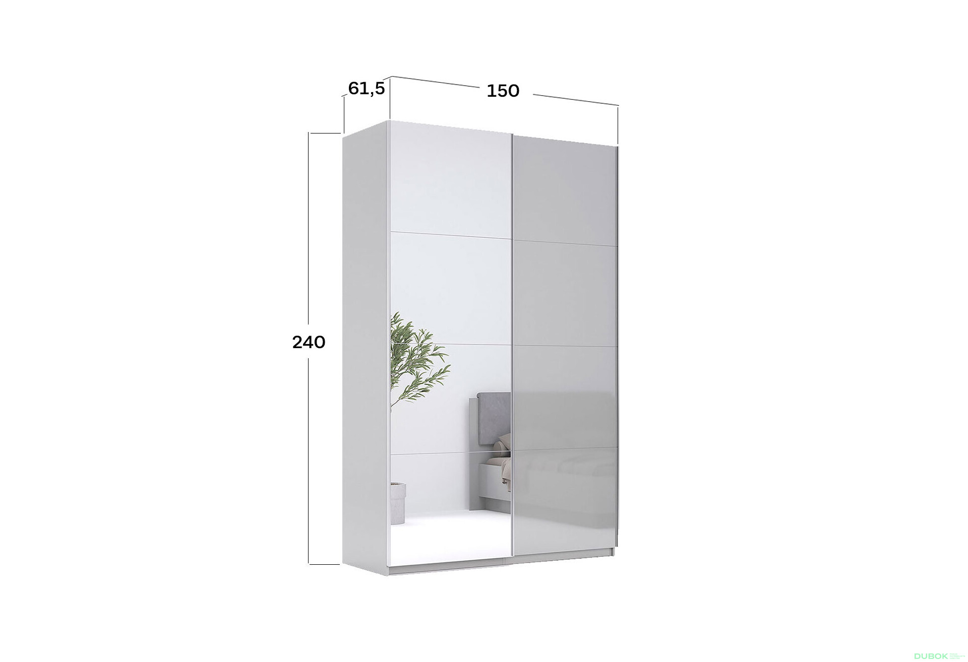 Fotografie 3 - Skříň s posuvnými dveřmi 1,5x2,4 m lesklá / zrcadlo Megy