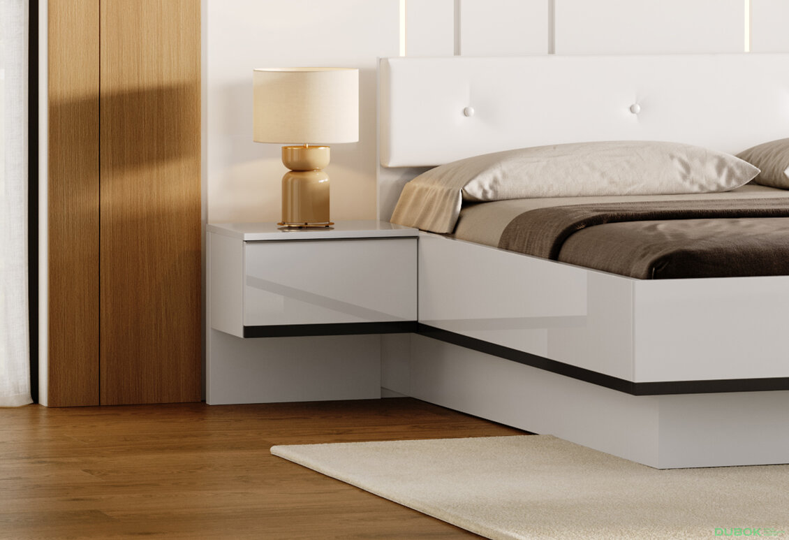 Fotografie 4 - Postel 1.8 Bílý lesk / Matný antracit Lucca