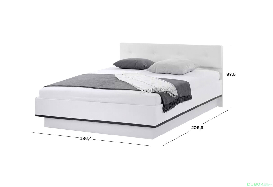 Fotografie 5 - Postel 1.8 Bílý lesk / Matný antracit Lucca