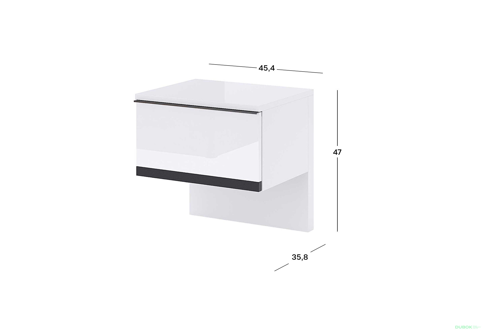 Fotografie 3 - Noční stolek závěsný 1šx (2ks) Bílý lesk / Matný antracit Lucca