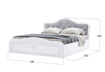 Postel 160 Lux výklopná s roštem, bílý lesk Luiza