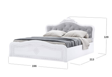 Postel 160 Lux výklopná s roštem + koruna, bílá Luiza