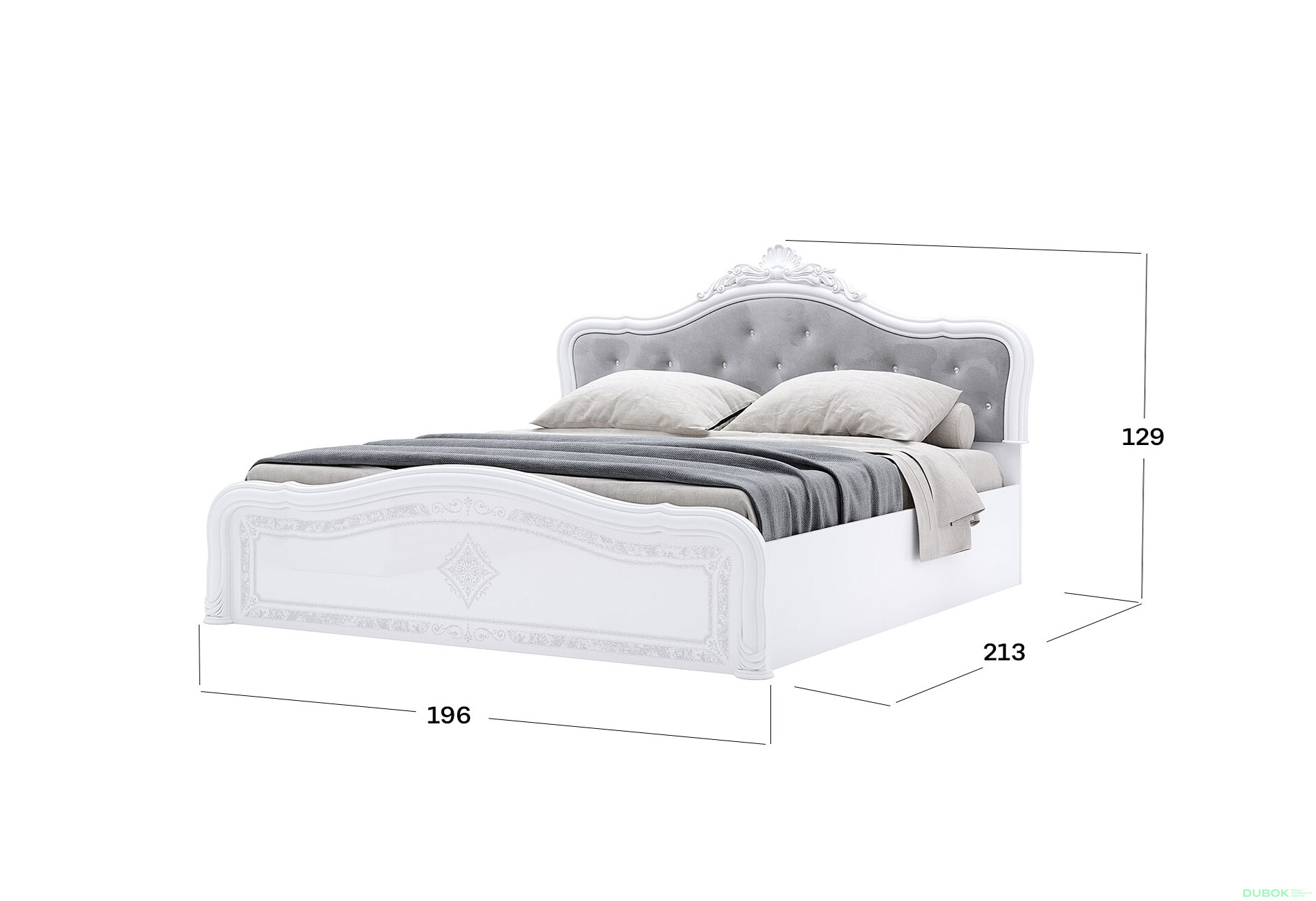 Postel 160 Lux výklopná s roštem + koruna, bílá Luiza - Fotografie 3 Fotografie 3 - Postel 160 Lux výklopná s roštem + koruna, bílá Luiza