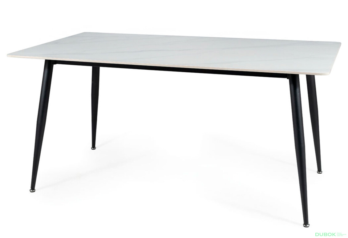 Stůl Rion 160x90 mramorový efekt, bílý / černý mat
