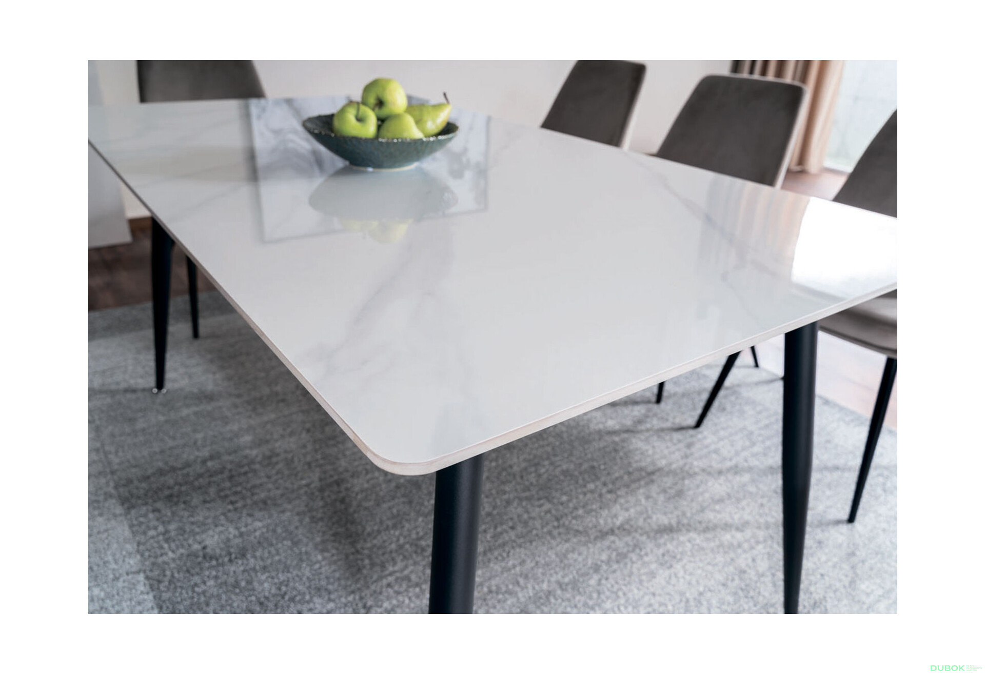 Fotografie 7 - Stůl Rion 160x90 mramorový efekt, bílý / černý mat