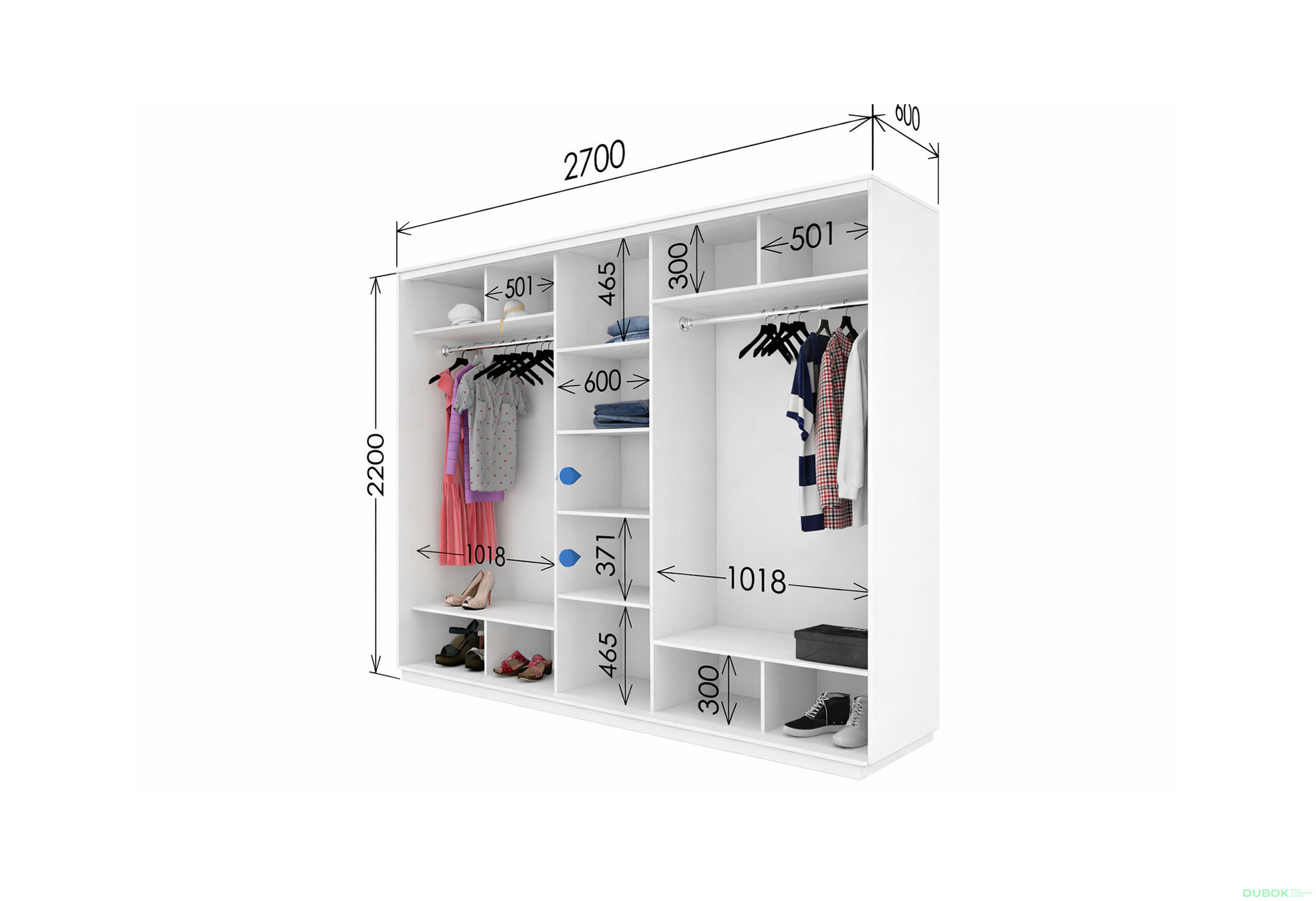 Fotografie 3 - Skříň s posuvnými dveřmi 2200x2700x600 3LTD nymphaea alba, profil stříbrný