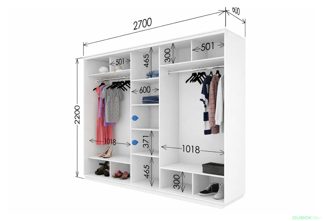 Fotografie 3 - Skříň s posuvnými dveřmi 2200x2700x600 3LTD nymphaea alba, profil stříbrný