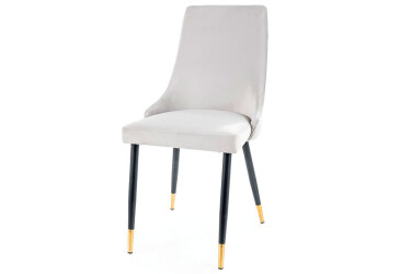Židle Piano Velvet světle šedý Bluvel 03, kov černý / zlatý