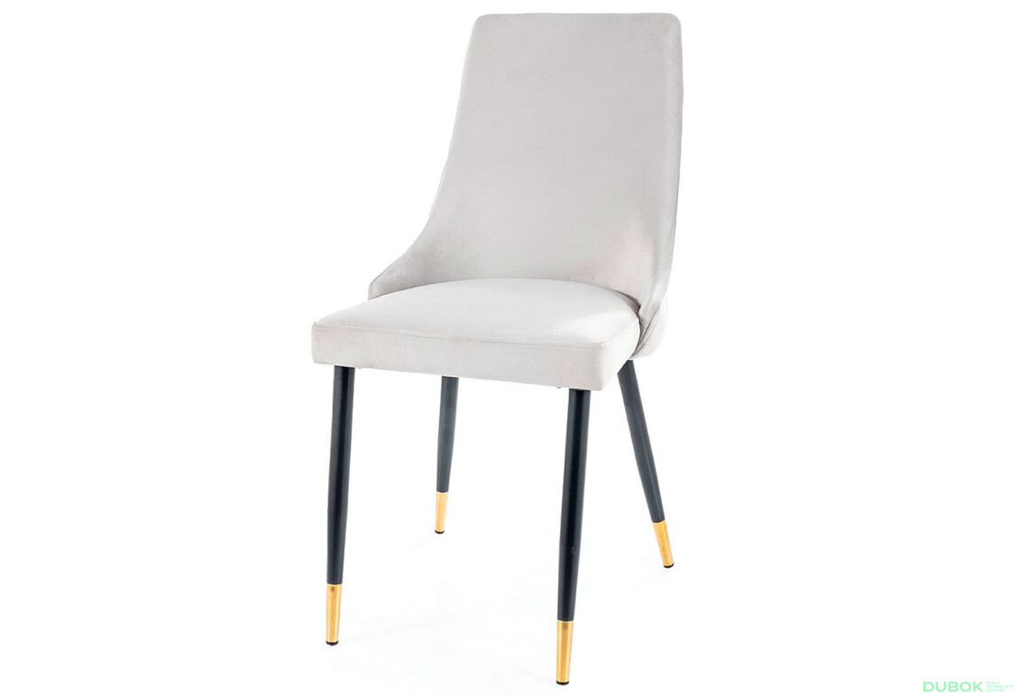 Židle Piano Velvet světle šedý Bluvel 03, kov černý / zlatý