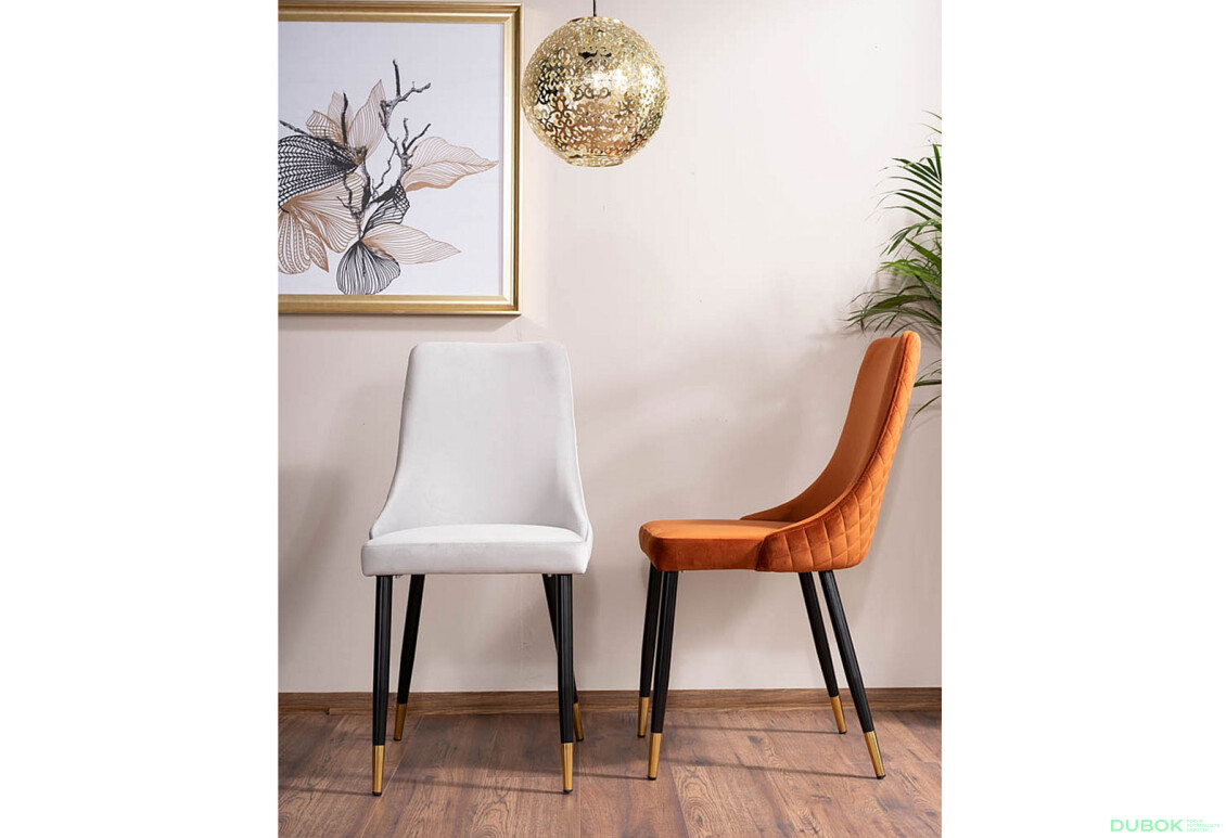 Fotografie 4 - Židle Piano Velvet světle šedý Bluvel 03, kov černý / zlatý
