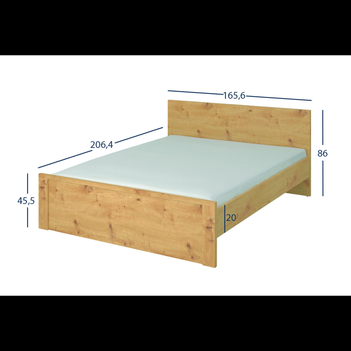Postel 160x200 dub artisan Ayson (obrázek 3)