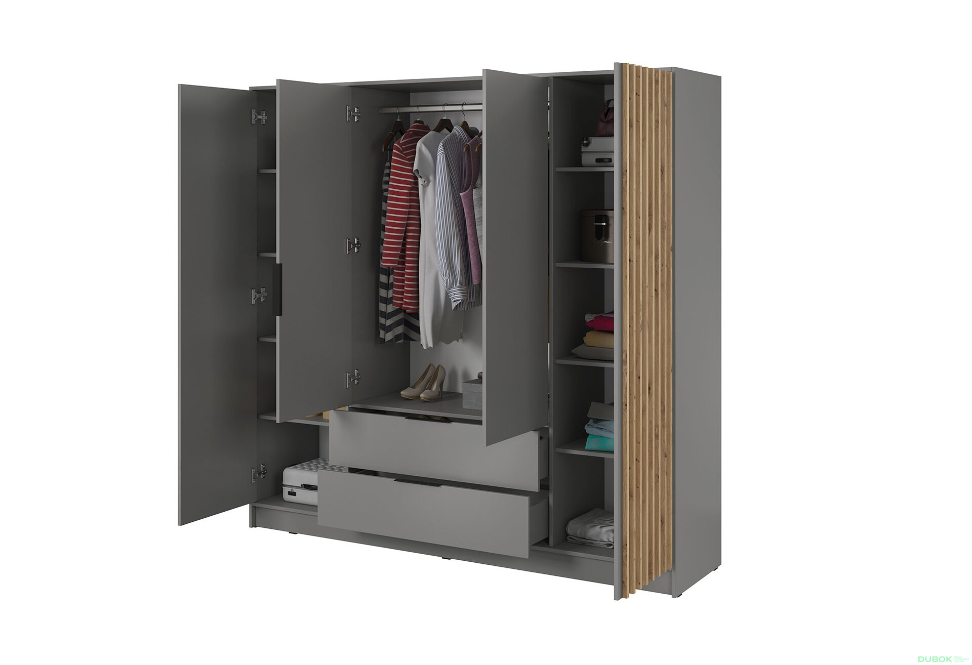 Fotografie 2 - Skříň 4D se zrcadlem šedá Nelly