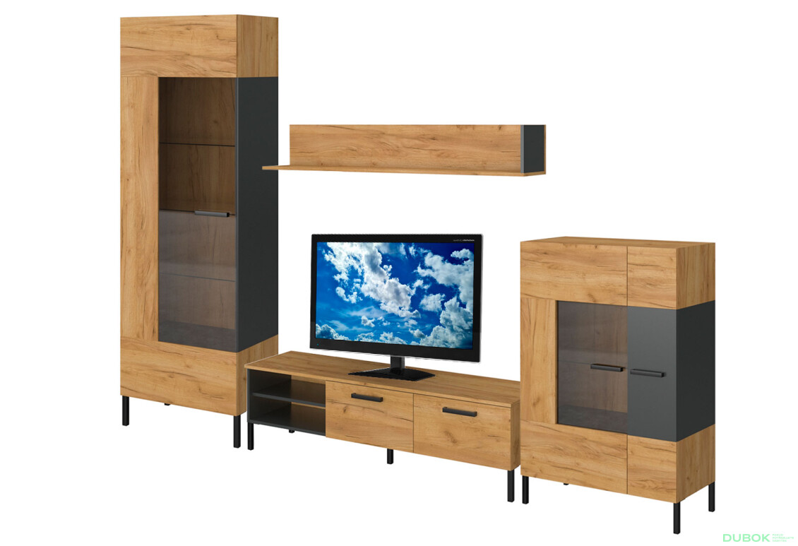Obývací sestava 3.1 m dub craft zlatý / antracit Santes