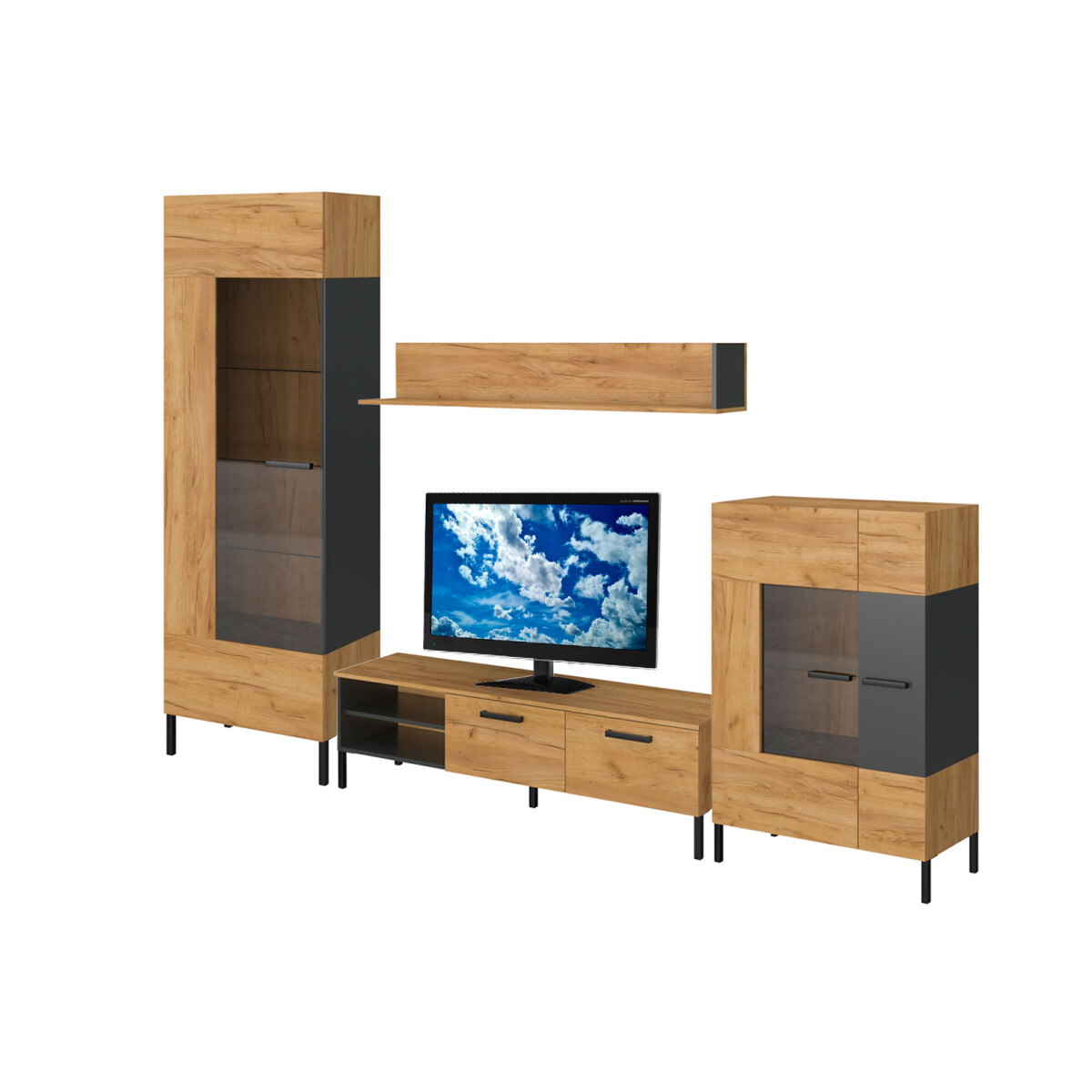 

Obývací sestava 3.1 m dub craft zlatý / antracit Santes