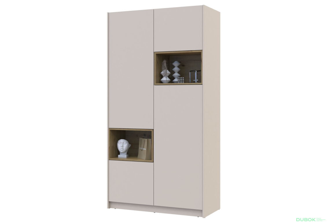 Fotografie 3 - Skříň Dale 2D s výklenkem 115.2х52х220 cm kašmír / dub artisan