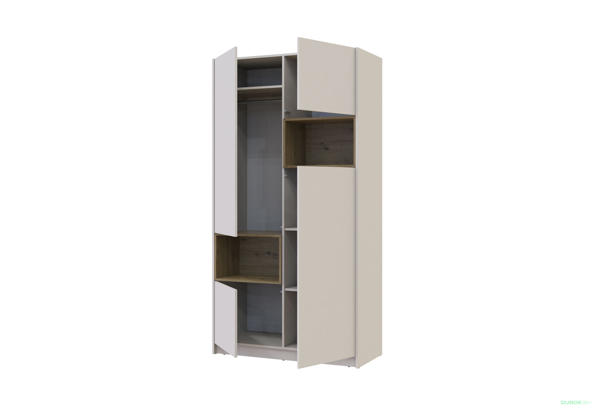 Fotografie 6 - Skříň Dale 2D s výklenkem 115.2х52х220 cm kašmír / dub artisan