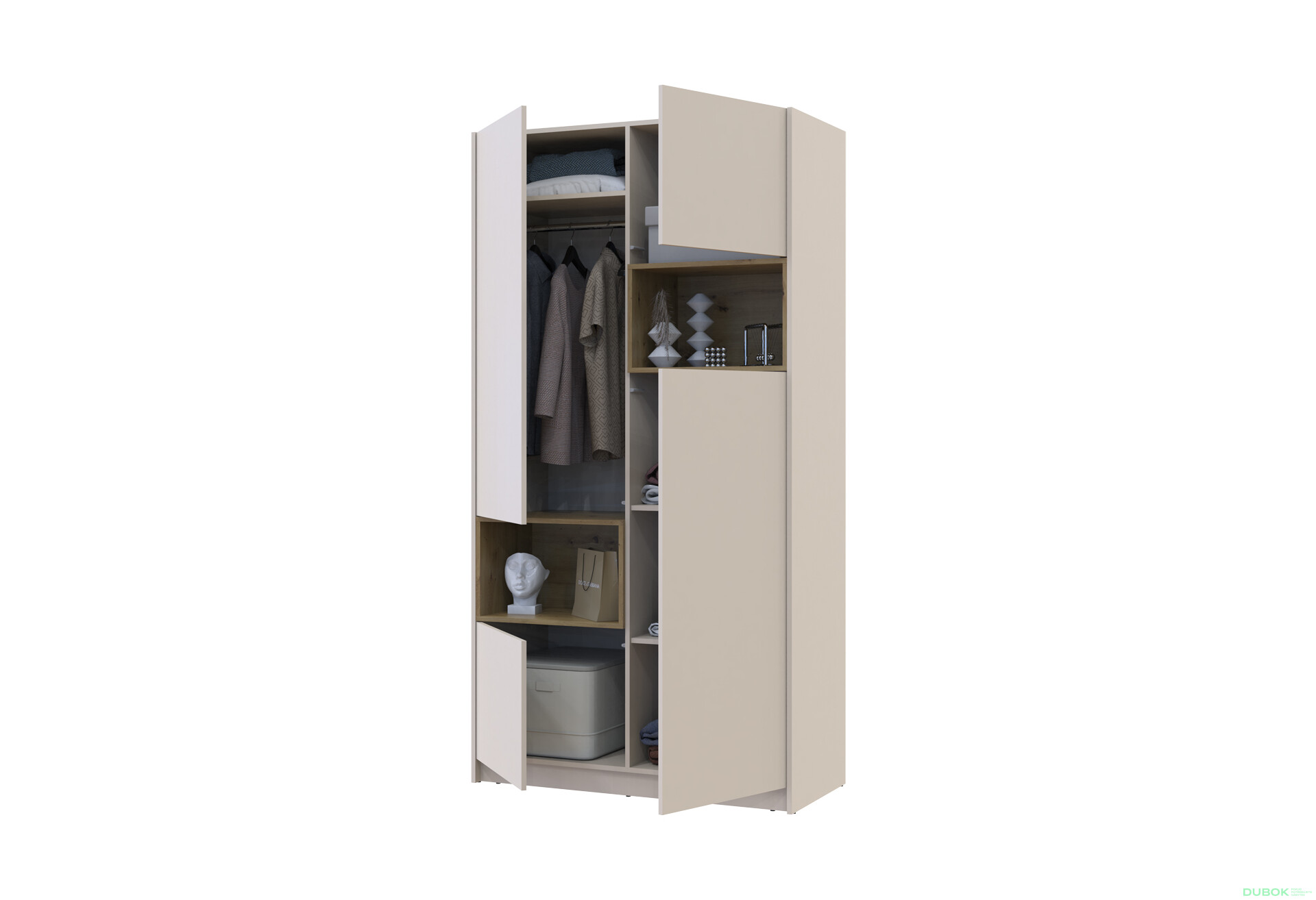 Fotografie 7 - Skříň Dale 2D s výklenkem 115.2х52х220 cm kašmír / dub artisan