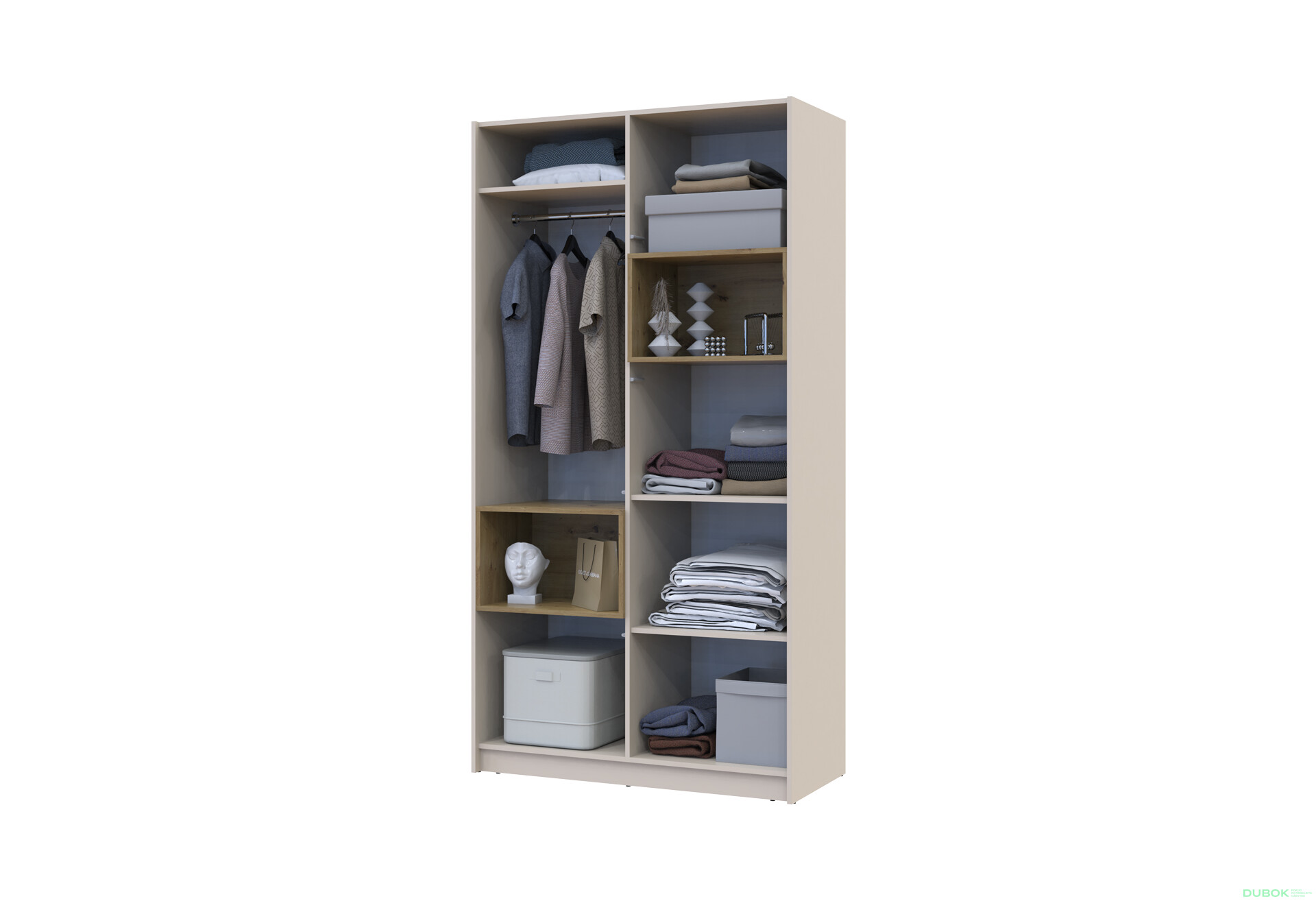 Fotografie 10 - Skříň Dale 2D s výklenkem 115.2х52х220 cm kašmír / dub artisan