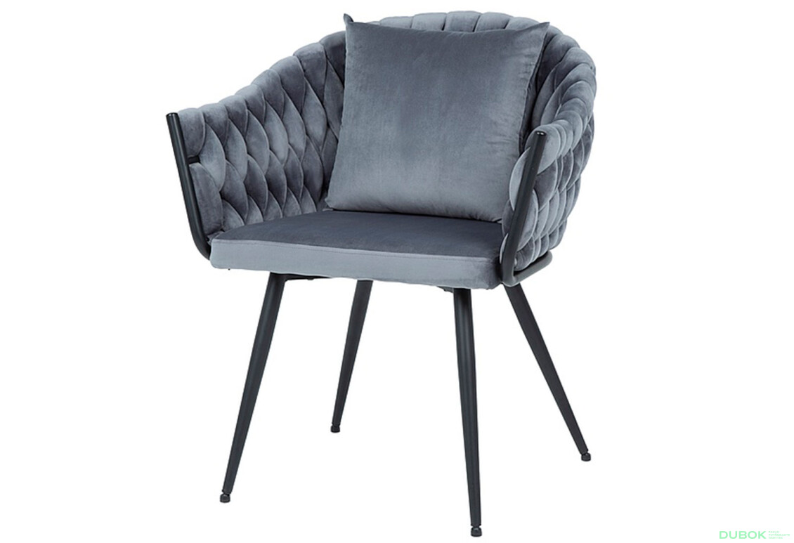 Židle Nuvo Velvet šedý Bluvel 14, kov černá matná