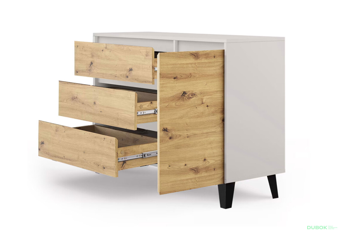 Fotografie 4 - Komoda Borg 1d3s kašmír / dub artisan