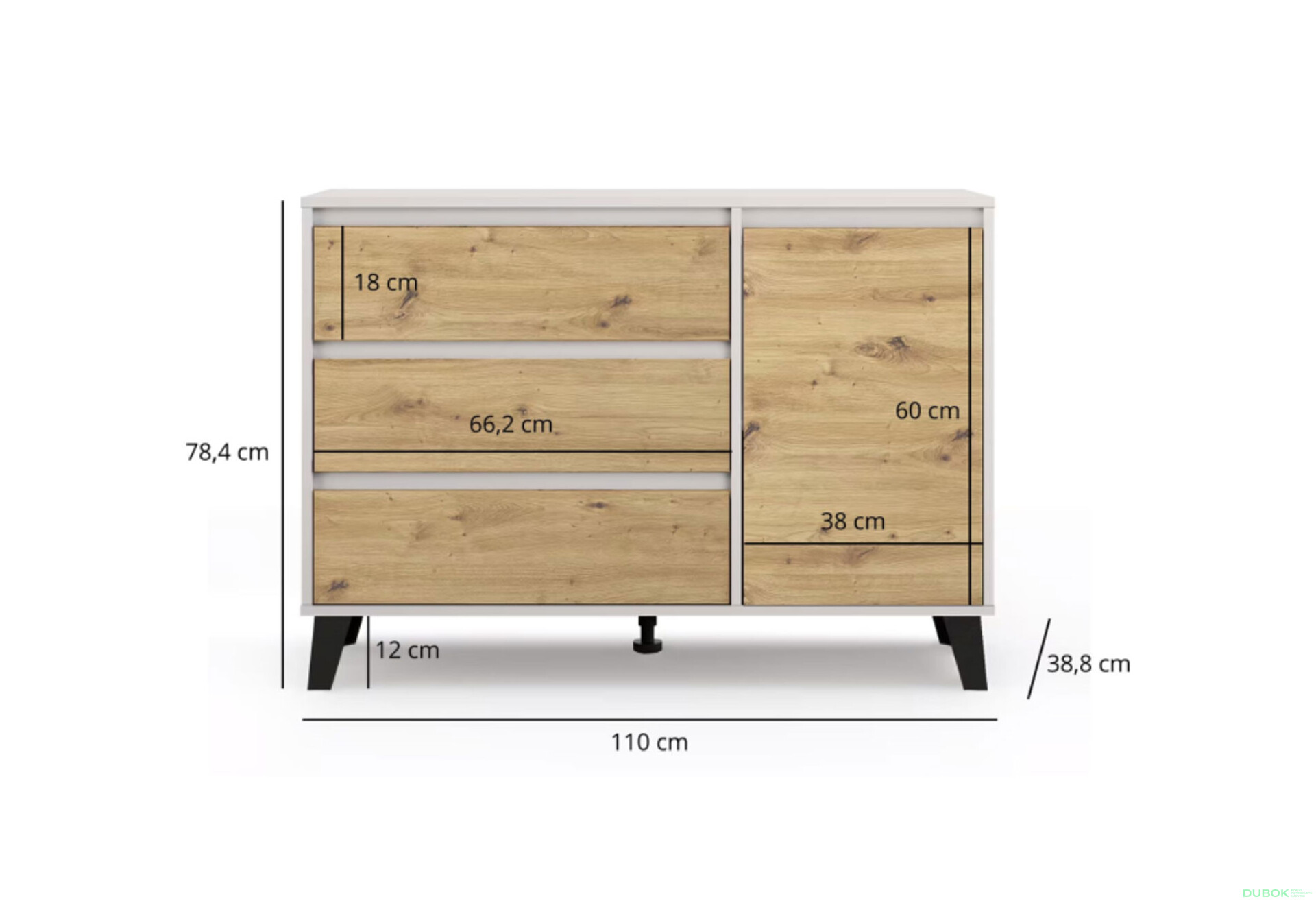 Fotografie 8 - Komoda Borg 1d3s kašmír / dub artisan