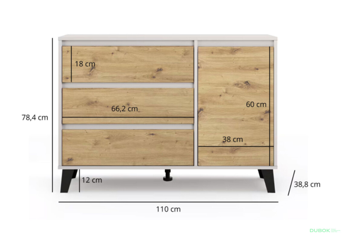 Fotografie 8 - Komoda Borg 1d3s kašmír / dub artisan