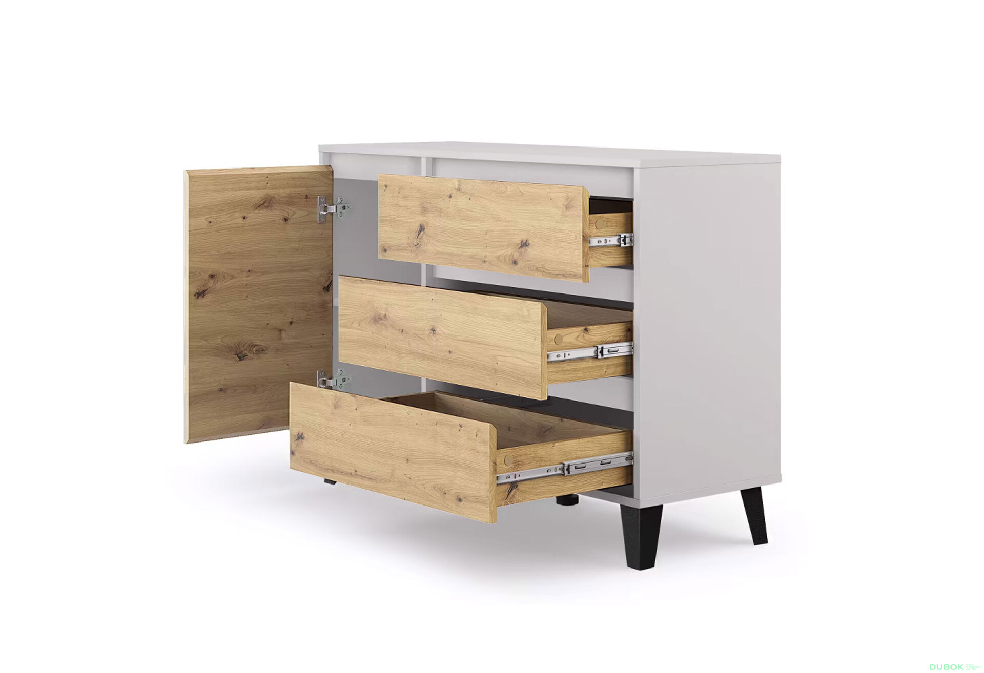 Fotografie 5 - Komoda Borg 1d3s kašmír / dub artisan