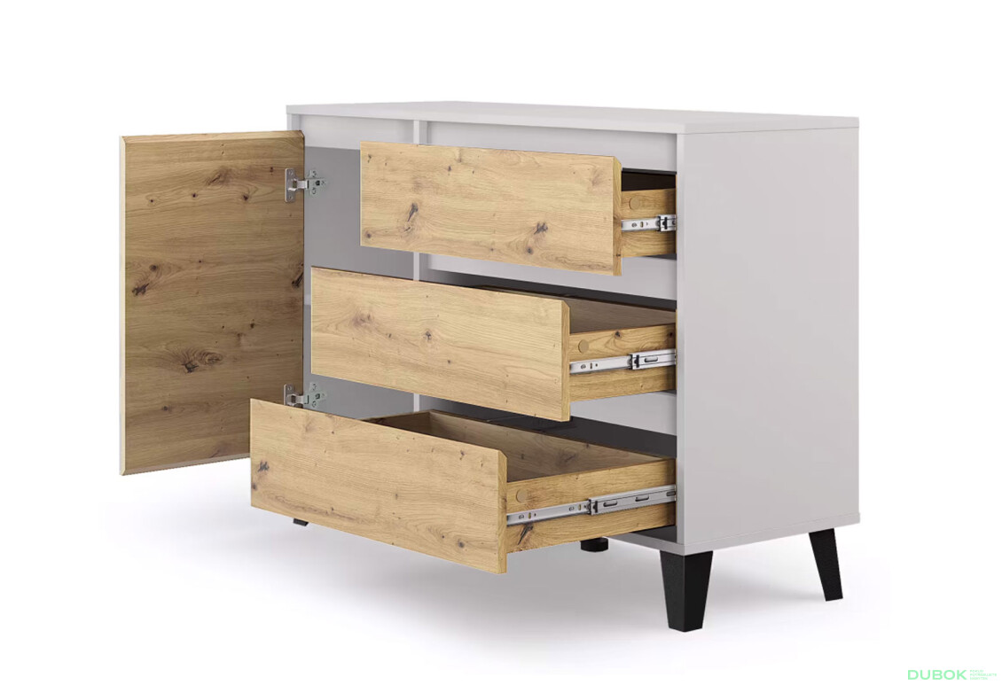 Fotografie 5 - Komoda Borg 1d3s kašmír / dub artisan