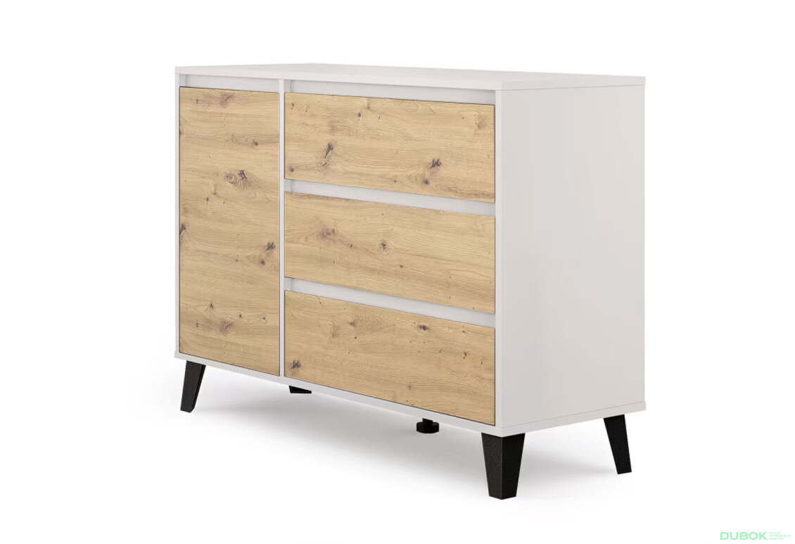 Fotografie 3 - Komoda Borg 1d3s kašmír / dub artisan