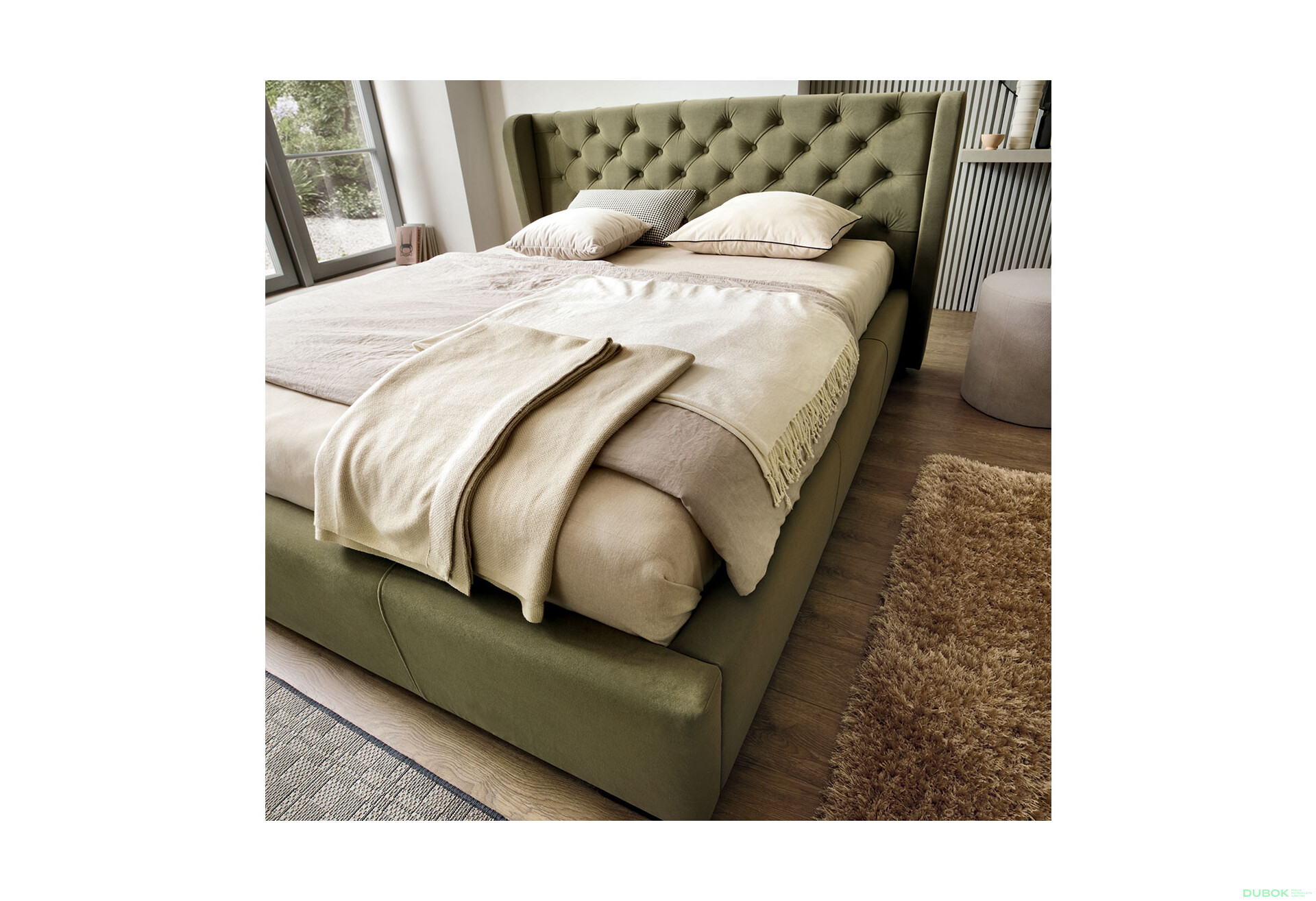 Fotografie 4 - Postel Preston 180x200 Matt Velvet 38 Davis, podhlavník 106, C4 Ořech