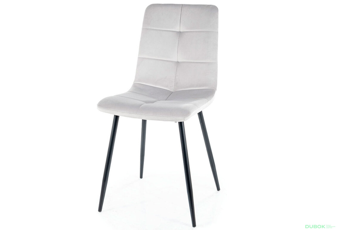 Židle Ivo Velvet světle šedý Bluvel 03, kov černá matná