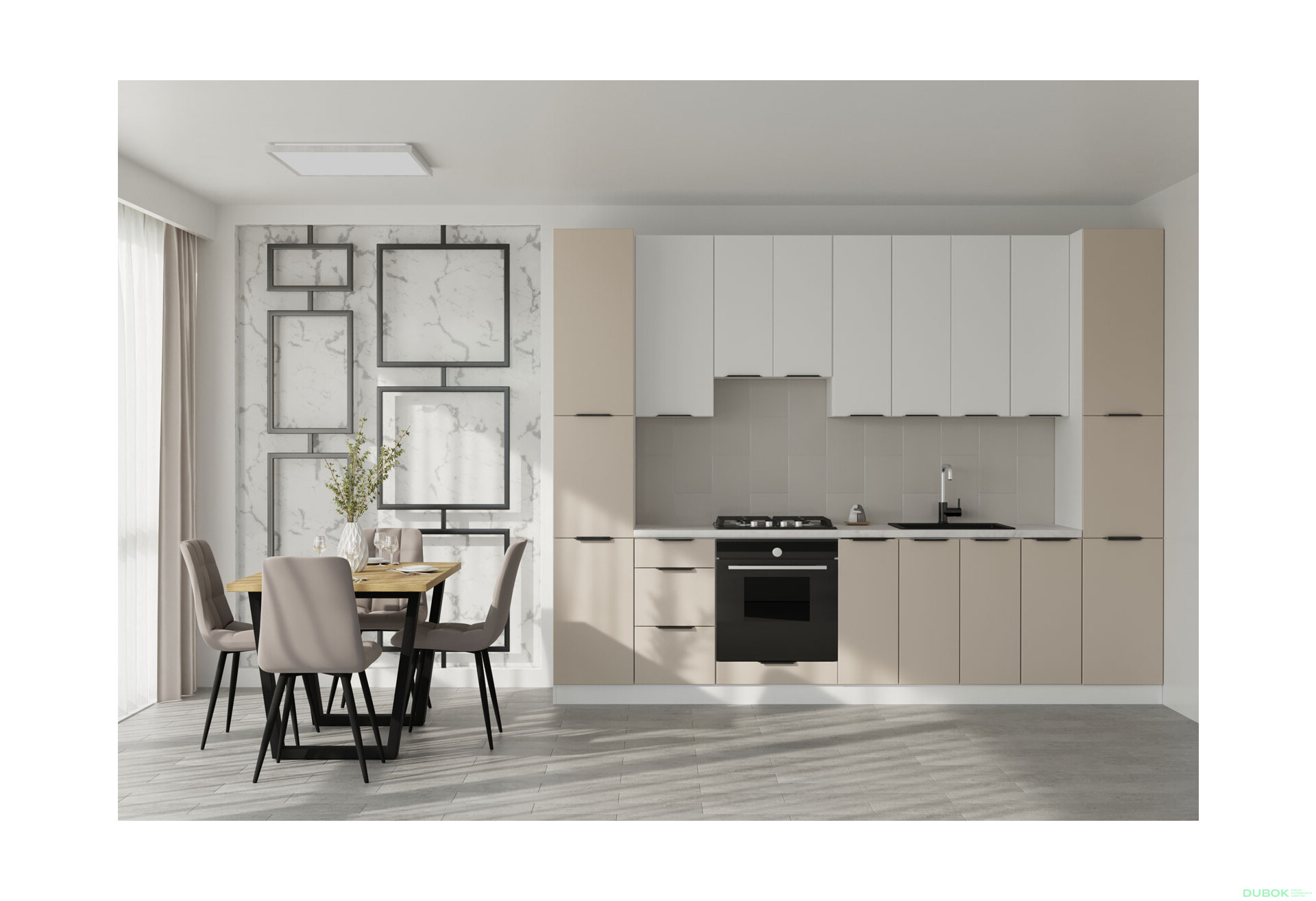 Fotografie 1 - Sada 3.0 spodek - bílý / béžový mat, vršek - bílý / bílý mat Flet Lux