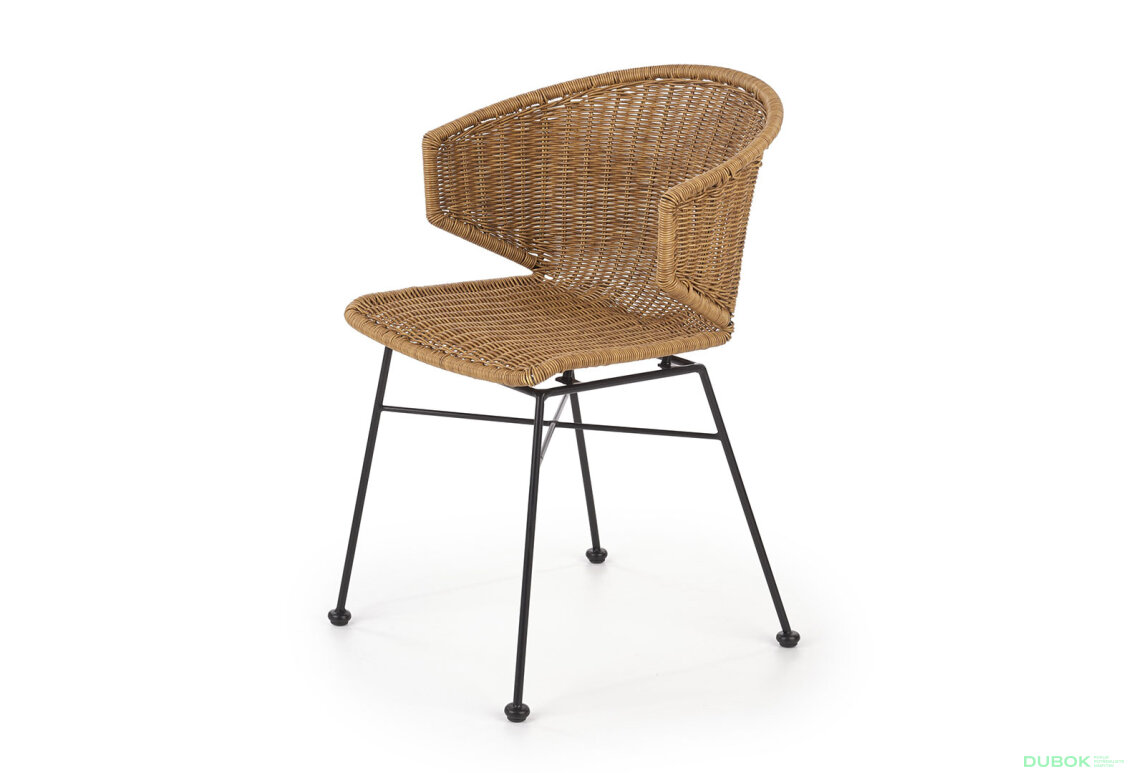 Židle K407 černý kov / přírodní ratan
