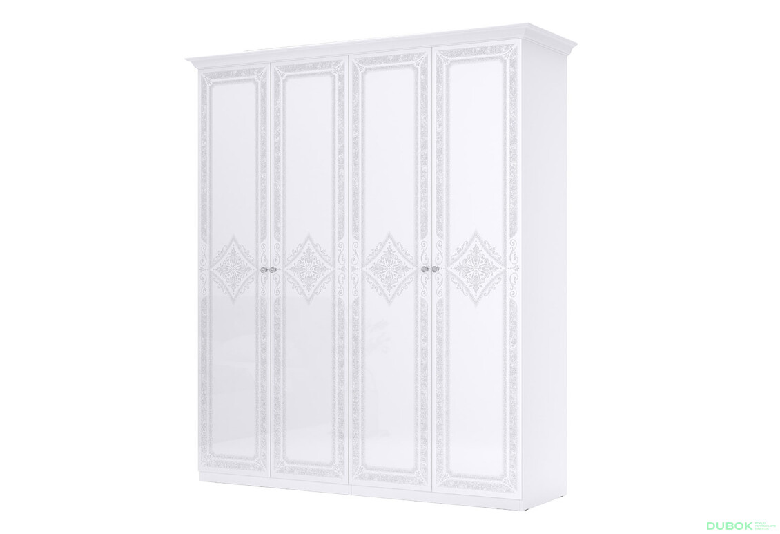 Skříň 4D (bez zrcadel), série N, bílý lesk Luiza - Fotografie 1 Fotografie 1 - Skříň 4D (bez zrcadel), série N, bílý lesk Luiza