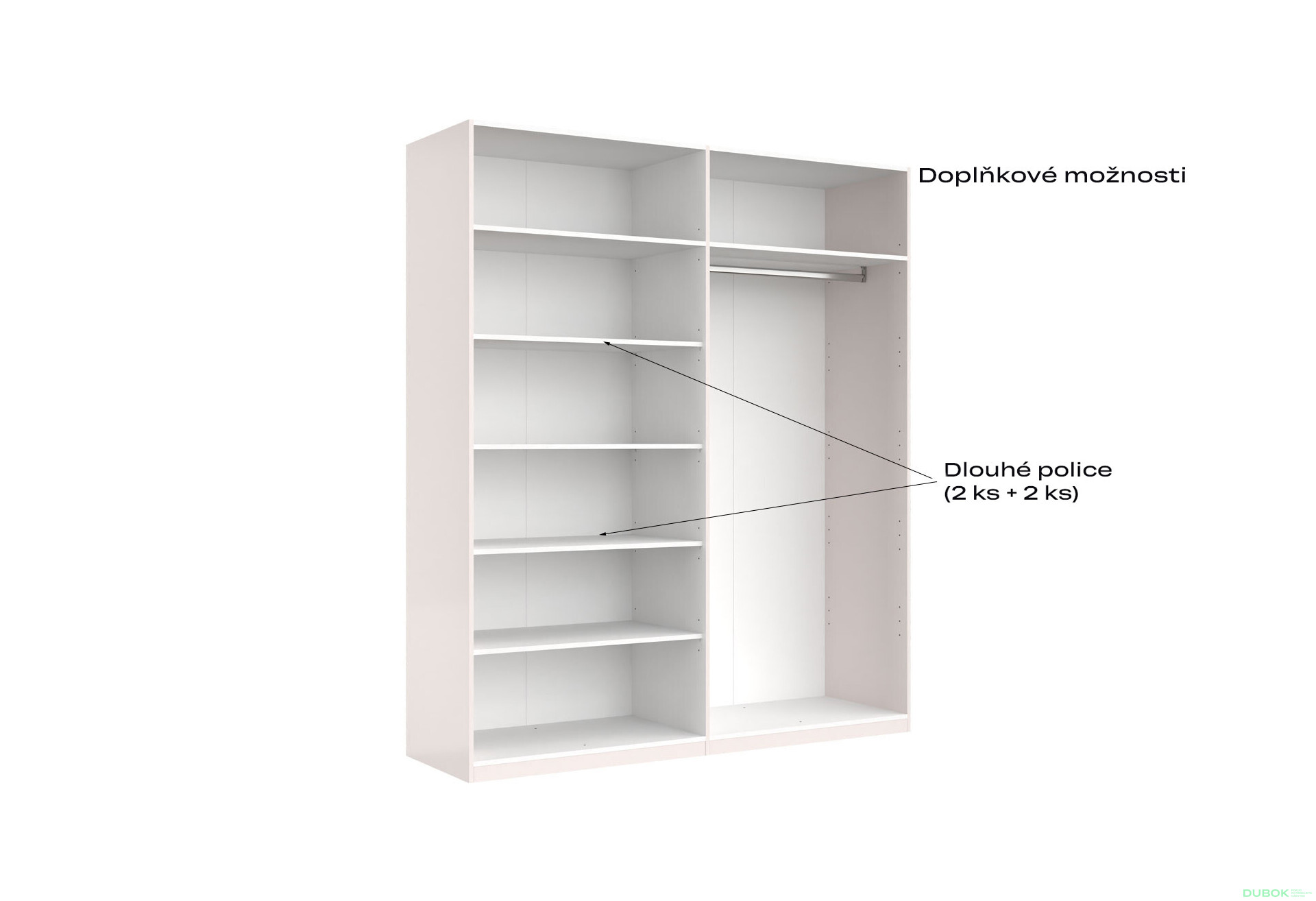 Skříň 4D (bez zrcadel), série N, bílý lesk Luiza - Fotografie 5 Fotografie 5 - Skříň 4D (bez zrcadel), série N, bílý lesk Luiza